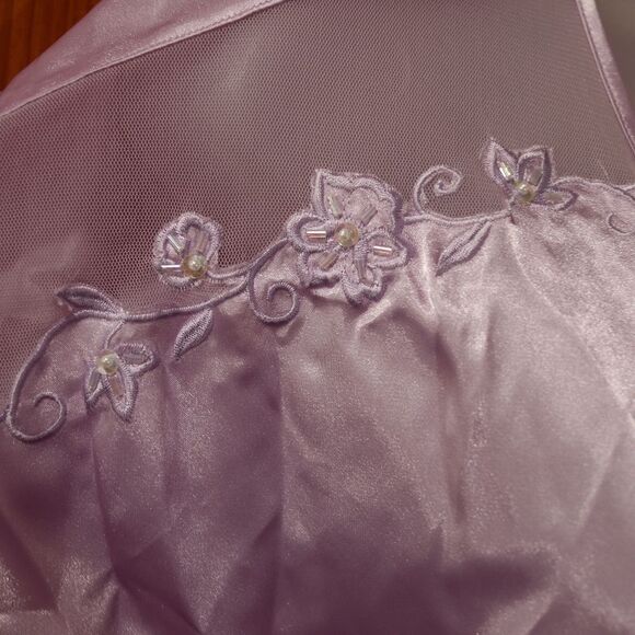 Cinema Etoile Lavender Applique Silky Robe Sleepwear Medium - Picture 5 of 11